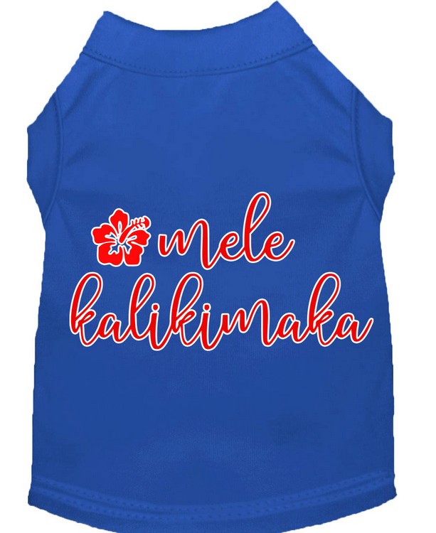 Mele Kalikimaka Screen Print Dog Shirt Blue XXXL